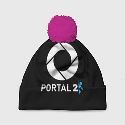 Шапка с помпоном Portal2 logo game, цвет: 3D-малиновый