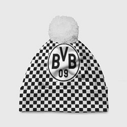 Шапка c помпоном Borussia клетка текстура