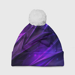 Шапка с помпоном Фиолетовая объемная неровная текстура, цвет: 3D-белый