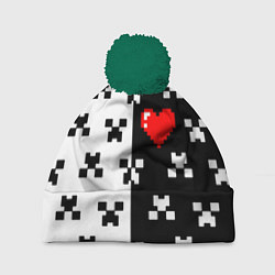 Шапка c помпоном Minecraft pattern love