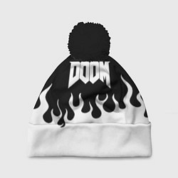 Шапка c помпоном Doom fire white