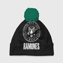 Шапка с помпоном Ramones rock logo, цвет: 3D-зеленый