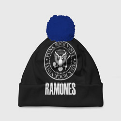 Шапка с помпоном Ramones rock logo, цвет: 3D-тёмно-синий