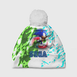 Шапка с помпоном Sonic sega game, цвет: 3D-белый