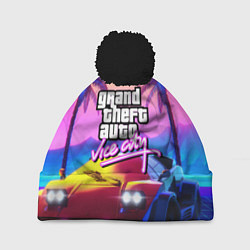 Шапка с помпоном Vice city retro wave Lambo, цвет: 3D-черный