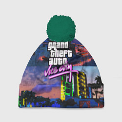 Шапка с помпоном GTA vice city коллаж, цвет: 3D-зеленый