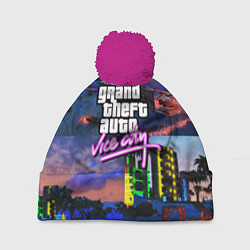 Шапка c помпоном GTA vice city коллаж