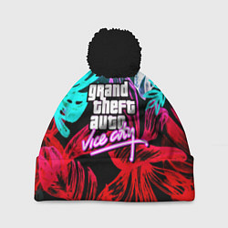 Шапка с помпоном GTA vice city tropic, цвет: 3D-черный