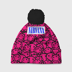 Шапка c помпоном Nirvana pink logo