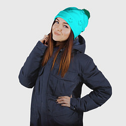 Шапка с помпоном Подмигивающая улыбка, цвет: 3D-зеленый — фото 2