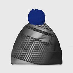 Шапка c помпоном Карбоновая текстура хром