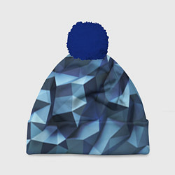 Шапка c помпоном Искаженная синяя геометрия