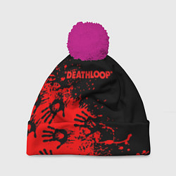 Шапка с помпоном Deathloop руки краска, цвет: 3D-малиновый