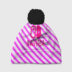 Шапка c помпоном Nintendo pink line