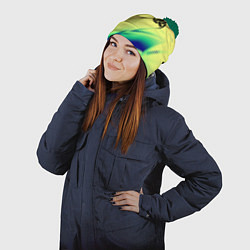 Шапка с помпоном Славянская символики лого, цвет: 3D-зеленый — фото 2