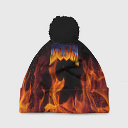 Шапка c помпоном Doom fire steel logo