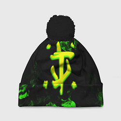 Шапка c помпоном Doom кислотное лого в огне
