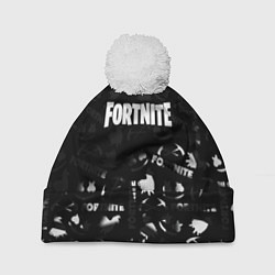 Шапка c помпоном Fortnite pattern black