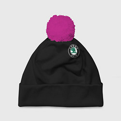 Шапка с помпоном Skoda logo auto, цвет: 3D-малиновый