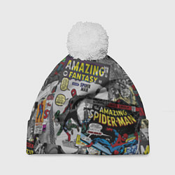 Шапка с помпоном Spider-man comics, цвет: 3D-белый