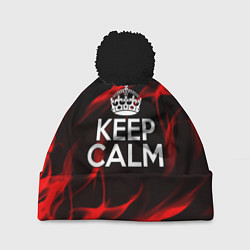 Шапка c помпоном Keep calm flame red