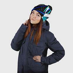 Шапка с помпоном Разноцветные праздничные линии, цвет: 3D-черный — фото 2