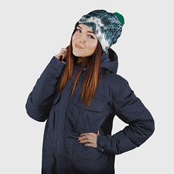 Шапка с помпоном Змеиный тренд, цвет: 3D-зеленый — фото 2