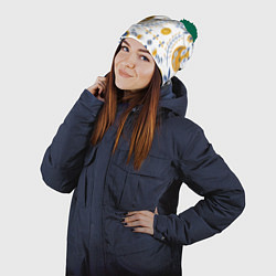 Шапка с помпоном Скандинавский узор, цвет: 3D-зеленый — фото 2