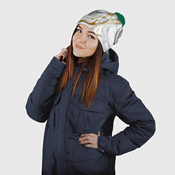 Шапка с помпоном Жёлто-белый мрамор, цвет: 3D-зеленый — фото 2