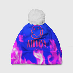 Шапка с помпоном Nirvana neon flame, цвет: 3D-белый