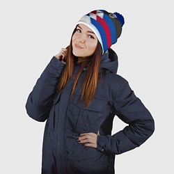 Шапка с помпоном Nissan geometry steel, цвет: 3D-тёмно-синий — фото 2