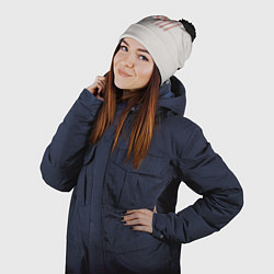 Шапка с помпоном Вязью Татьяна - красная надпись, цвет: 3D-черный — фото 2