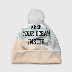 Шапка с помпоном Keep your ocean inside, цвет: 3D-белый