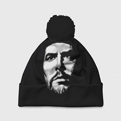 Шапка с помпоном Че Гевара тёмный фон, цвет: 3D-черный