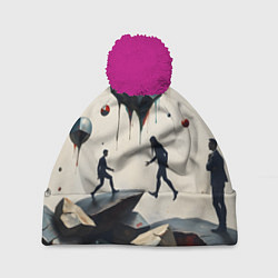 Шапка c помпоном Сюрреалистичные люди и камни