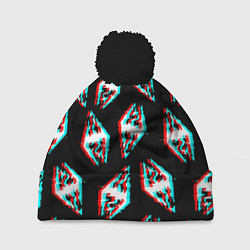 Шапка c помпоном Skyrim glitch logo patten