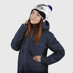 Шапка с помпоном Ведьмак stripes, цвет: 3D-тёмно-синий — фото 2