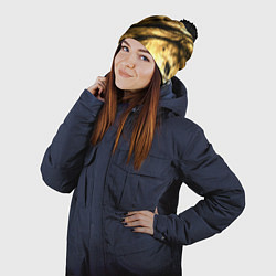 Шапка с помпоном Золото с черной текстурой, цвет: 3D-черный — фото 2