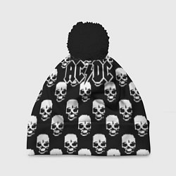 Шапка с помпоном AC DC rock skull, цвет: 3D-черный