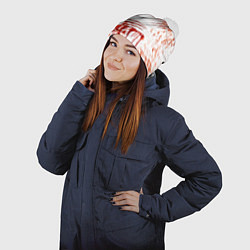 Шапка с помпоном Кровь с царапинами заляпанная, цвет: 3D-белый — фото 2