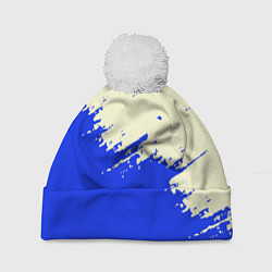 Шапка c помпоном Color blue white