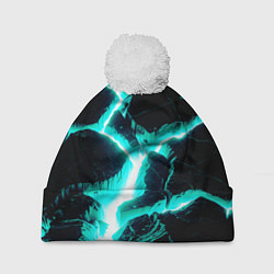 Шапка с помпоном Color light blue black, цвет: 3D-белый