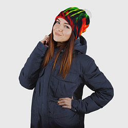 Шапка с помпоном Monster energy огонь лого, цвет: 3D-белый — фото 2