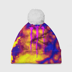 Шапка с помпоном Monster energy storm grunge, цвет: 3D-белый