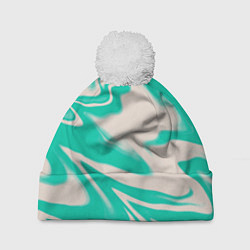 Шапка с помпоном Color white turquoise, цвет: 3D-белый