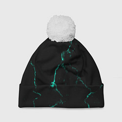 Шапка с помпоном Color black turquoise, цвет: 3D-белый