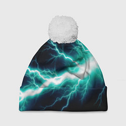 Шапка с помпоном Lightning blue, цвет: 3D-белый