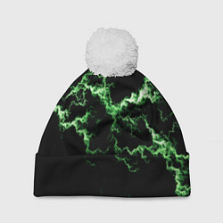 Шапка с помпоном Lightning green glow, цвет: 3D-белый