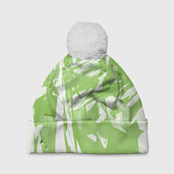 Шапка c помпоном Color white green