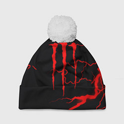 Шапка с помпоном Monster energy storm red, цвет: 3D-белый